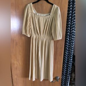 Vintage 70’s Knife Pleat Dress- Gold